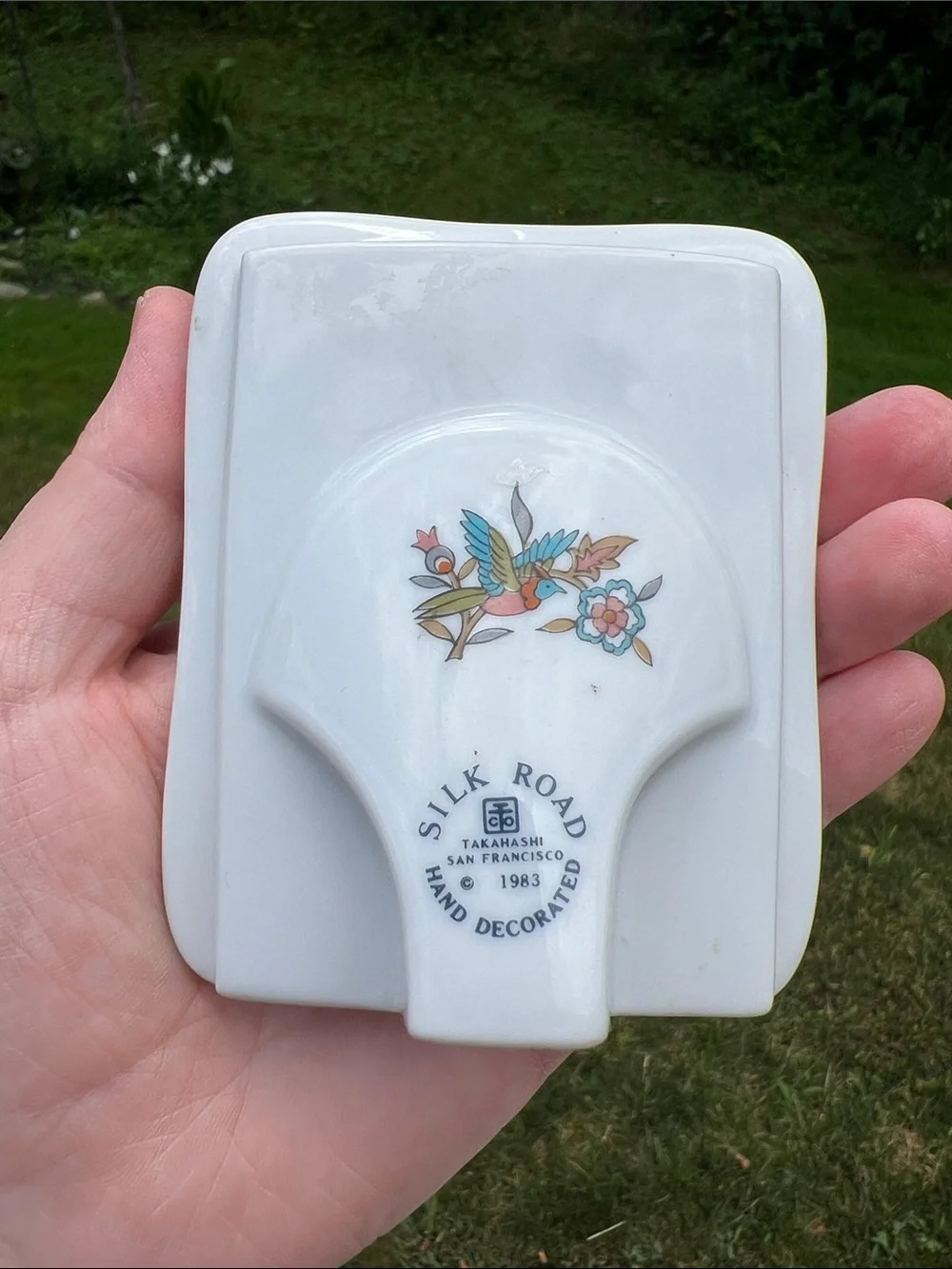 VTG Takahashi Hand Decorated Floral Bird Porcelain Miniature Picture Frame